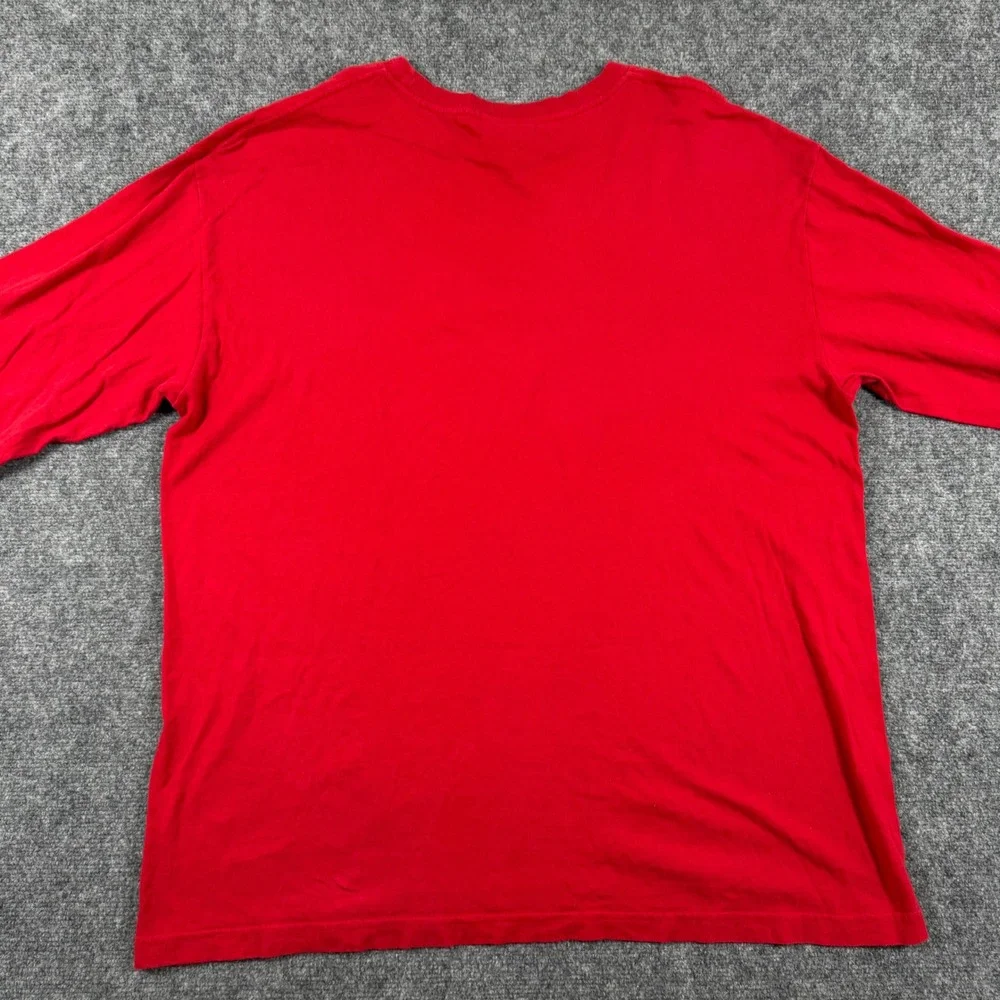 Vintage T-Shirt Adidas XL Red Long Sleeve Graphic Logo Cotton Flaw‎ Men's